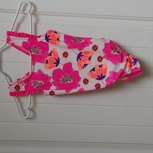 Oskosh B'Gosh one piece girl neon floral pattern pink white bathing swim Suit